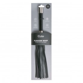 Черная плеть Easytoys Flogger With Metal Grip - 38 см.