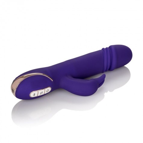 Фиолетовый вибратор с поступательным движением Jack Rabbit Signature Silicone Thrusting Rabbit - 20 см.